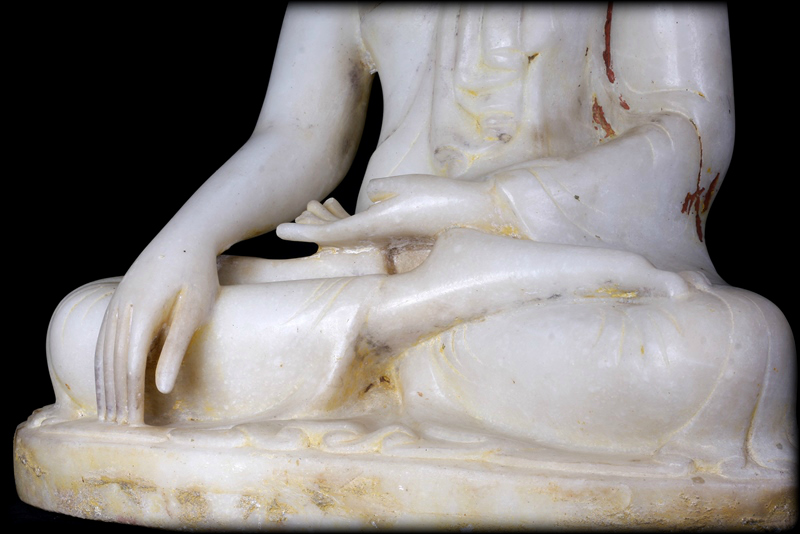 Extremely Rare 19C Alabaster Sitting Mandalay Buddha #A071
